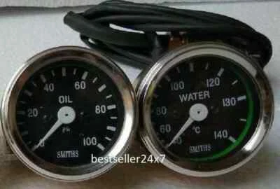 Temperature Gauge + Oil Pressure gauge for- Smith black chrome with long lead - Image 1 of 3