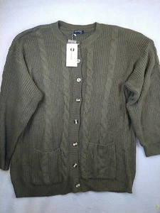 NEW Bloom Chic Cardigan Sweater Women's 26 cable knit green Long Sleeve - Picture 1 of 9