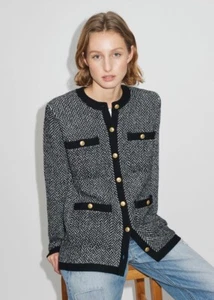 Me+Em Monochrome Chevron Knitted Cardigan - Size S BNWT £250 - Picture 1 of 11