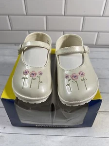 Vintage Gymboree 2000 Crib Shoes Size 04 12-15 Mos. Mary Jane Off White Flower - Picture 1 of 13