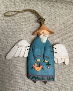 Painted Wood “ Gardening Angel “ Any Occasion Ornament - Picture 1 of 3