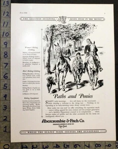 1928 ROPA DE SILLA DE MONTAR ABERCROMBIE FITCH DEPORTE CABALLO ECUESTRE PONY ANUNCIO 30723 - Imagen 1 de 1