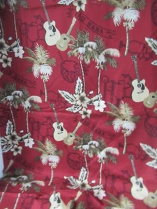 David Textiles Printex Fabrics Cotton Tropical Floral W/Guitars VTG RARE 24" X44 - Picture 1 of 7