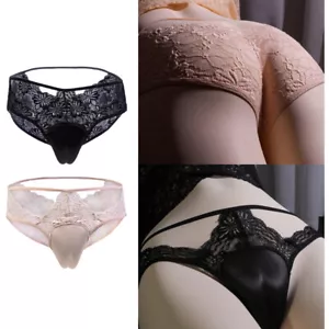 Slip uomo intimo tirare mutandine scollo pizzo vita bassa forme Sissy - Foto 1 di 6