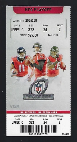 RUSSELL WILSON 2012-2013 NFL NFC SEATTLE SEAHAWKS @ FALCONS FULL PLAYOFF TICKET Cover