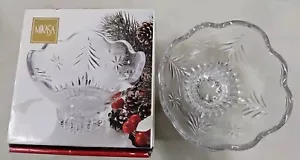 Mikasa 6" Crystal Bowl Christmas Night Trees Snowflakes Footed Dish (8D) - Picture 1 of 3