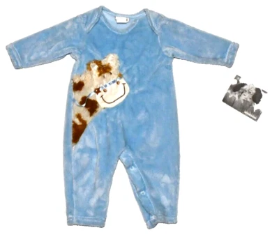 Nuevo con etiquetas CachCach Bebé Infante Mameluco Footie Pijama Azul Terciopelo Talla 9 Meses Foto 1 de 4