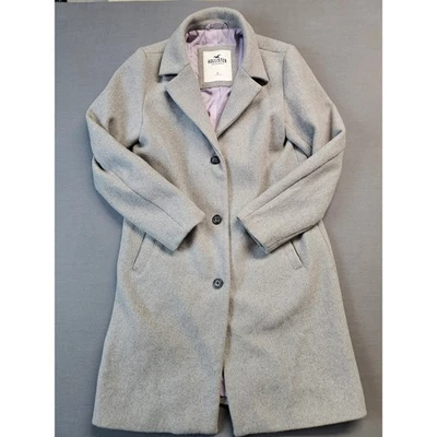Hollister Coat Grey Wool Blend Button Front Women's Size Large - Image 1 of 4