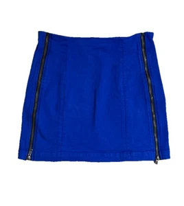 Seltener Enzs NYC x Carmar royalblauer Minirock Stretch Denim Reißverschlüsse kurz Gr. 26 - Bild 1 von 7