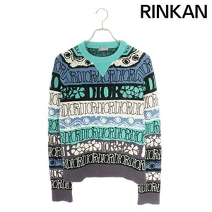 Dior 20AW 033M622AT167 AND SHAWN Total Pattern Crew Neck Knit Mens S Used 12fc9b - Picture 1 of 4