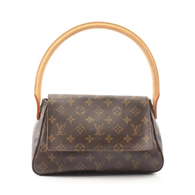 Bolsa de mão Louis Vuitton mini monograma looping couro PVC marrom #RC2768 - Imagem 1 de 4