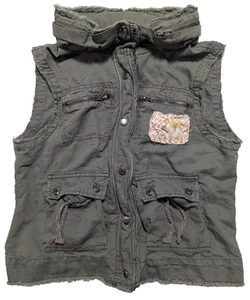Free People Leinenmischung grün trist – große Utility-Weste mit Kapuze für Damen - Bild 1 von 24