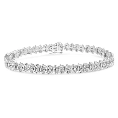 Brazalete de tenis Chevron de 2 piedras con eslabones de flecha de 1,0 quilates en plata de ley de 7" Foto 1 de 4