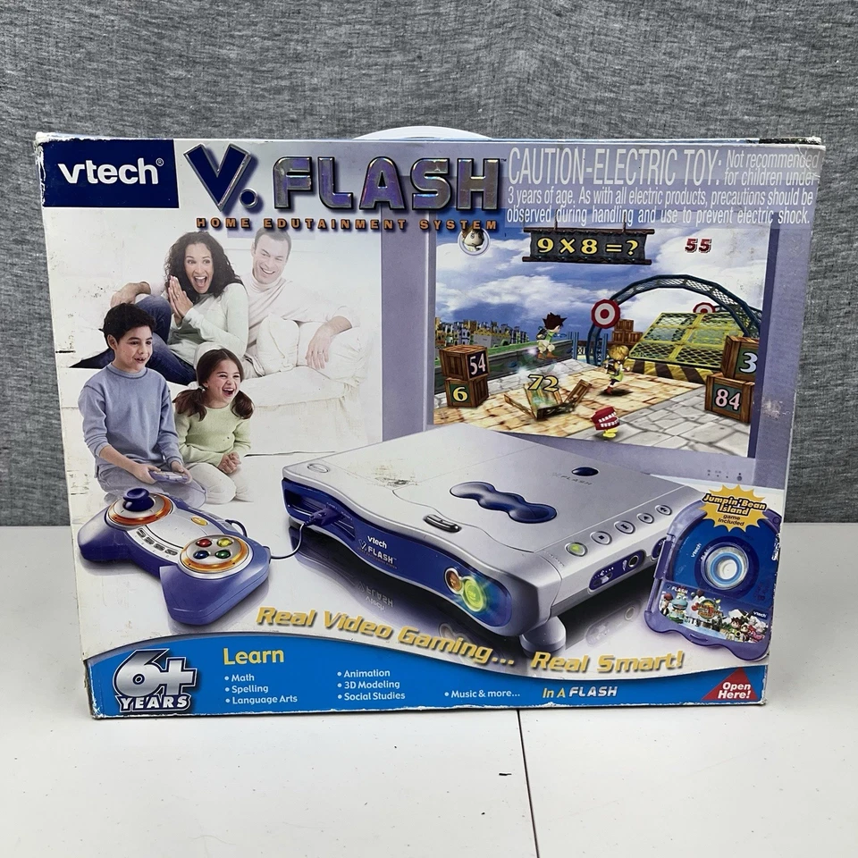 VTech V.FLASH Home Edutainment System With Jumpin Bean Island Game 80-70000 NIB - Image 1 of 4