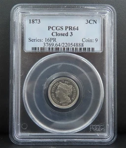 1873 Closed 3 PCGS PR64 3 Cent Nickel Proof US Type Coin - Picture 1 of 2