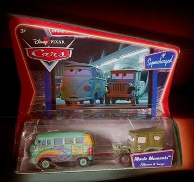 2006 Disney Pixar Supercharged Cars Fillmore & Sarge-Volkswagen-Willys 2 Car Set - Image 1 of 4