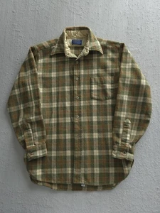 Vintage 1970s Pendleton Wool Plaid Button-Up Flannel Shirt USA Made L - Picture 1 of 8