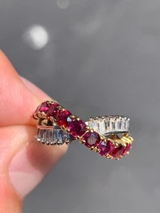 18ct gold diamond natural ruby ring vintage 4.7 grams - Picture 1 of 7