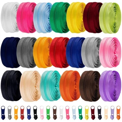 DIY Sewing Essential: 100 Yards of Assorted Color Nylon Zippers & Sliders - Image 1 of 4