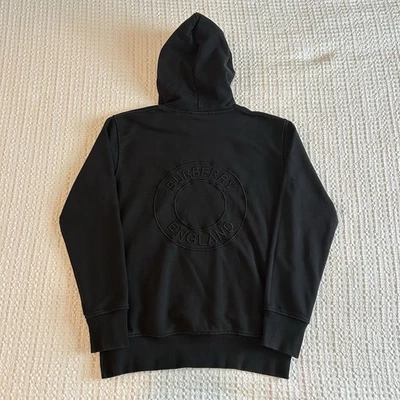 博柏利伦敦刺绣Hoodie棉黑色男式中号定制 — 第 1/4 张图片