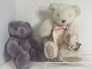 Friend For Life Vermont Teddy Bear 1994 Moves Head Legs Arms 14” White Purple - Picture 1 of 12