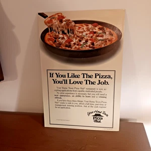 Insegna in cartone da banco noleggio Pizza Hut del 1985 mai usata - Foto 1 di 5