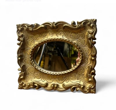 Vintage Hollywood Regency Gold Mirror Molded Plastic Frame Moody Wall Decor - Image 1 of 4