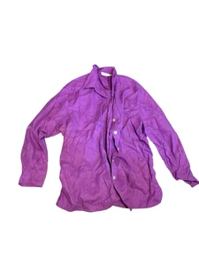 VTG Studio Works Women’s Size 2X Linen Purple Shirt Blouse Button Roll Sleeves - Picture 1 of 4
