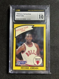 1990 Kenner Michael Jordan Starting Lineup Yellow Rookie Year 1984 CSG 10 GEM MT - Picture 1 of 2