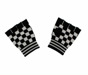 Unisex Black & White Check Checkered Fingerless Gloves One Size Brand New - Picture 1 of 1