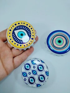 Juego de 3 dijes protector amuleto turco imán de metal mal de ojo Nazar - Imagen 1 de 4