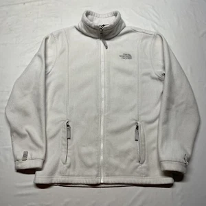 The North Face Fleece Sweater Girls Youth Size Large White Full Zip Pockets Logo - Picture 1 of 13