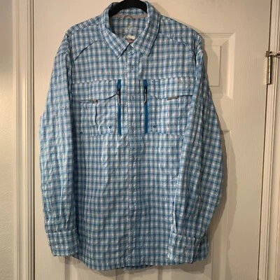 Рубашка Cabela's Guidewear мужская размер XL на пуговицах спереди рыболовная зона без нахлыста L/S синяя - Изображение 1 из 4