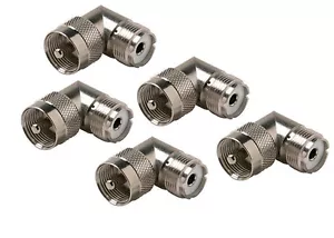 5 Pack UHF PL-259 Male to SO-239 Female Right Angle 90 Degree Adapter Connector - Picture 1 of 1