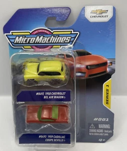 Micro Machines Series 1 #001 1950 Bel Air Wagon 1959 Coupe Deville FREE SHIPPING - Picture 1 of 5