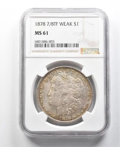 1878 7/8TF Morgan Silver Dollar Weak MS61 NGC *8579 - Picture 1 of 3
