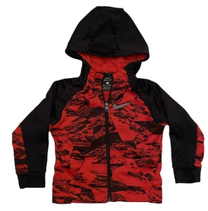 Nike Toddler Hoodie 24M Zip Up Dri Fit Jacket Sweatshirt Red Black Pockets - Picture 1 of 7