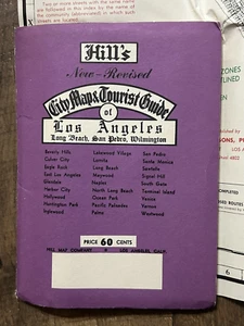 Vintage Hill's 1958 City Tourist Map Los Angeles California Long Beach San Pedro - Picture 1 of 3