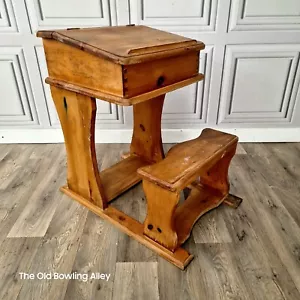 More details for vintage wooden child&#039;s school writing desk &amp; bench seat chair children&#039;s