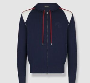 $3900 Stefano Ricci Mens Blue Cotton Zip-Up Jogging Hoodie Sweater Sz IT50/US40