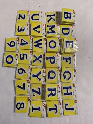 Joy Iron-On Embroidery. Letter Assortment Blue.  Size 1.5 inch. - Image 1 of 2