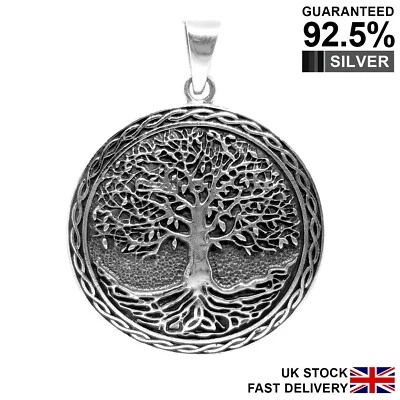 925 Sterling Silver Triquetra Celtic Pagan Tree of Life Pendant ✔️Solid✔️Quality - image 1 of 4