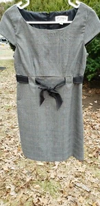 Studio 1 Dress Shortsleeve Fitted  Plaid Dress with Ribbon  SIZE Petite 4 - Picture 1 of 12