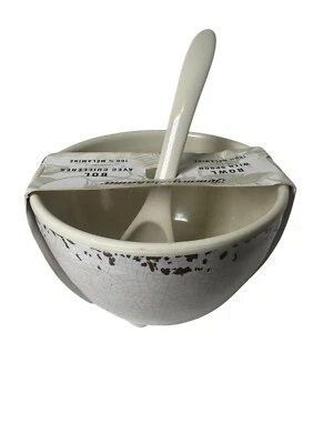 Tommy Bahama Cream Melamine Crackle Bowl With Spoons~New- Fast Shipping - Image 1 of 4