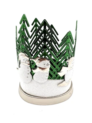 Bath & Body Works Christmas Snowman Pine Trees Metal Foaming Soap Holder Silver - Image 1 of 4