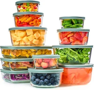 24pc Set Glass Food Storage Containers & Bowls with Airtight Lids - Leakproof - Picture 1 of 7