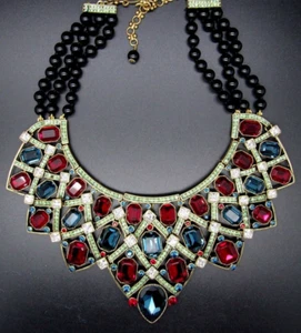 Heidi Daus Many Shades of Fabulous three Row Bib Drop Necklace rv $650 STUNNING - Picture 1 of 9