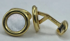 Tiffany & Co. 18k Yellow Gold 'Mother Of Pearl' Cufflinks, 18.2g, W. Germany. - Picture 1 of 8