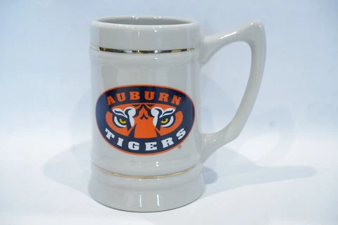 Vintage Auburn University Tigers White Ceramic Mug Stein 5 Inches Tall Cover