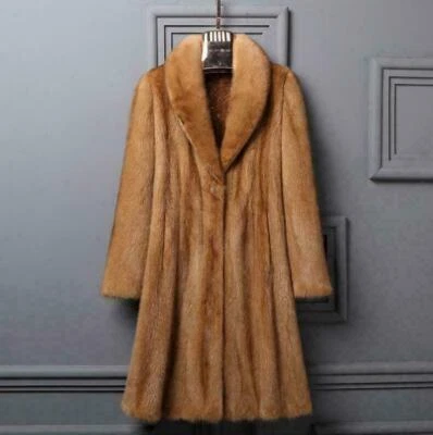 Real Mink Fur Long Thick Winter Ladies Coat Lapel Jacket Warm Parka Size M-4XL - Image 1 of 4